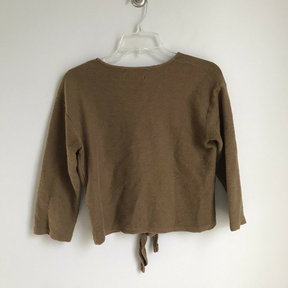 Madewell Texture & Thread Green Tie Front Top - Picture 3 of 5